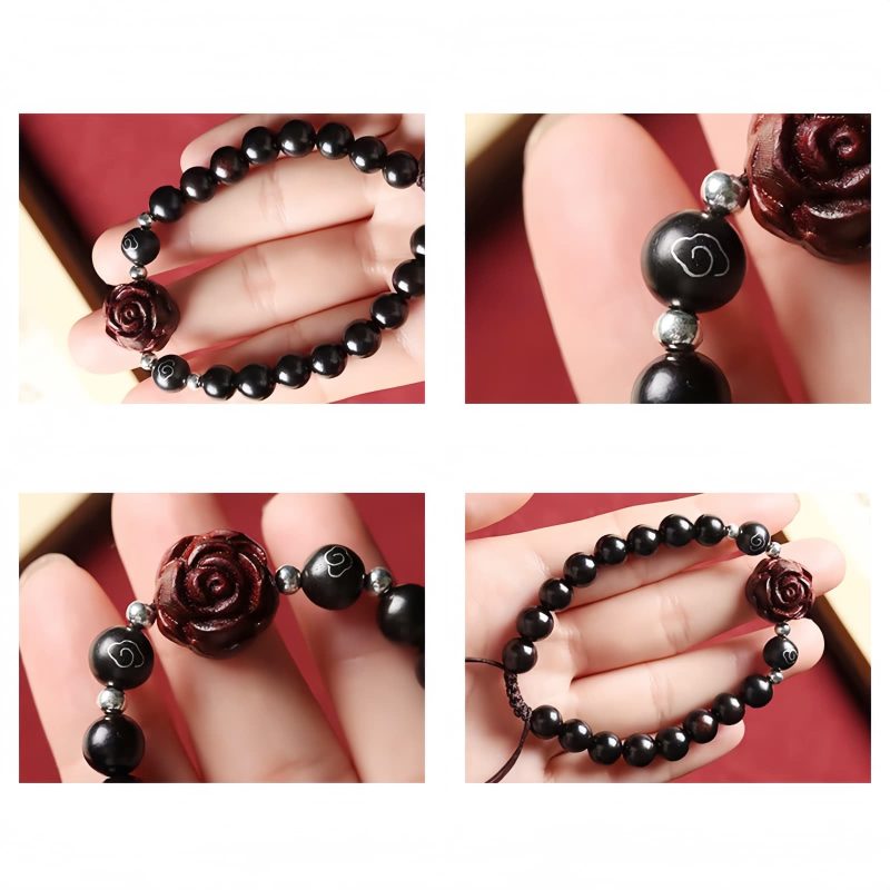 Pulseira Curativa de Sândalo Vermelho de Folha Pequena Small Leaf Red Sandalwood Healing Bracelet