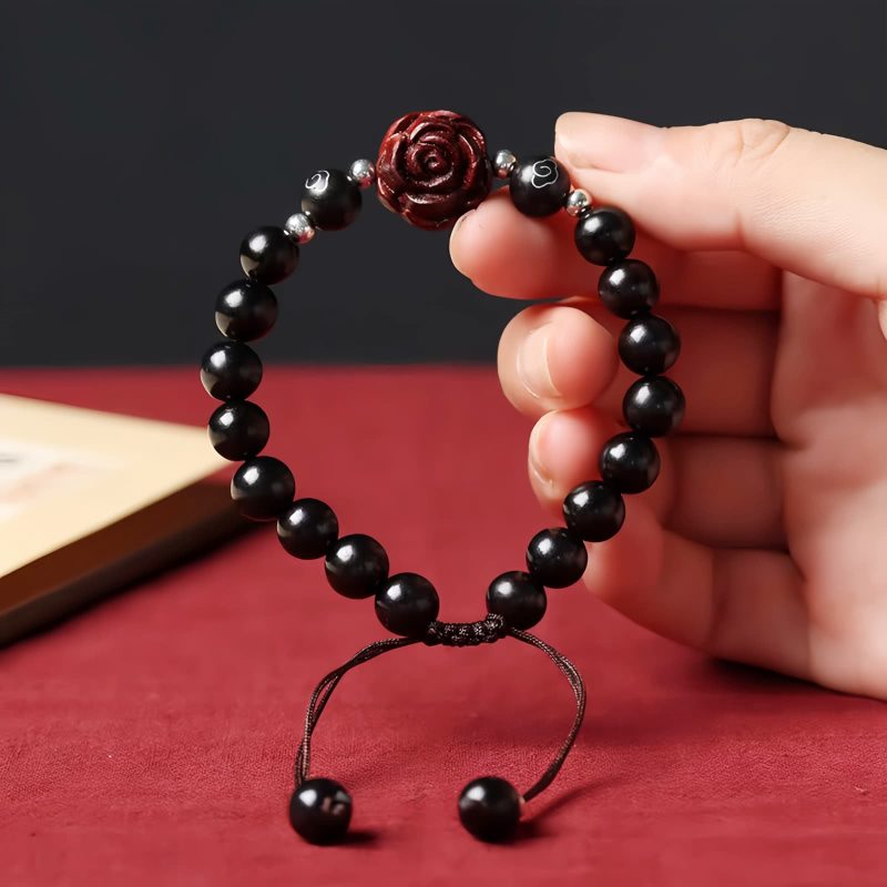 Pulseira Curativa de Sândalo Vermelho de Folha Pequena Small Leaf Red Sandalwood Healing Bracelet