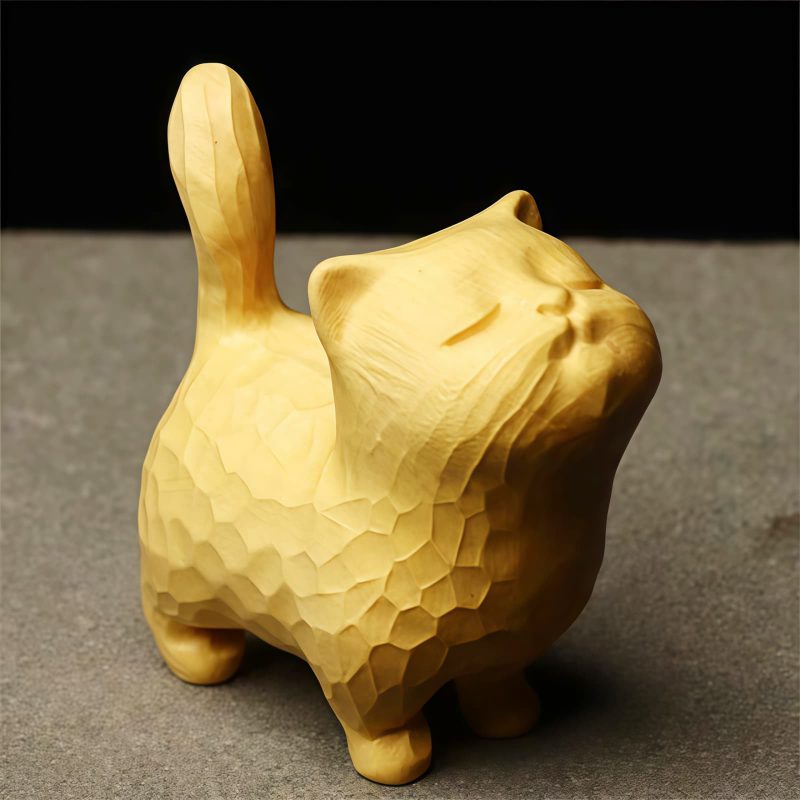 チュウシェンネンシス彫刻猫の装飾 Thuja Sutchuenensis Carved Cat Decoration