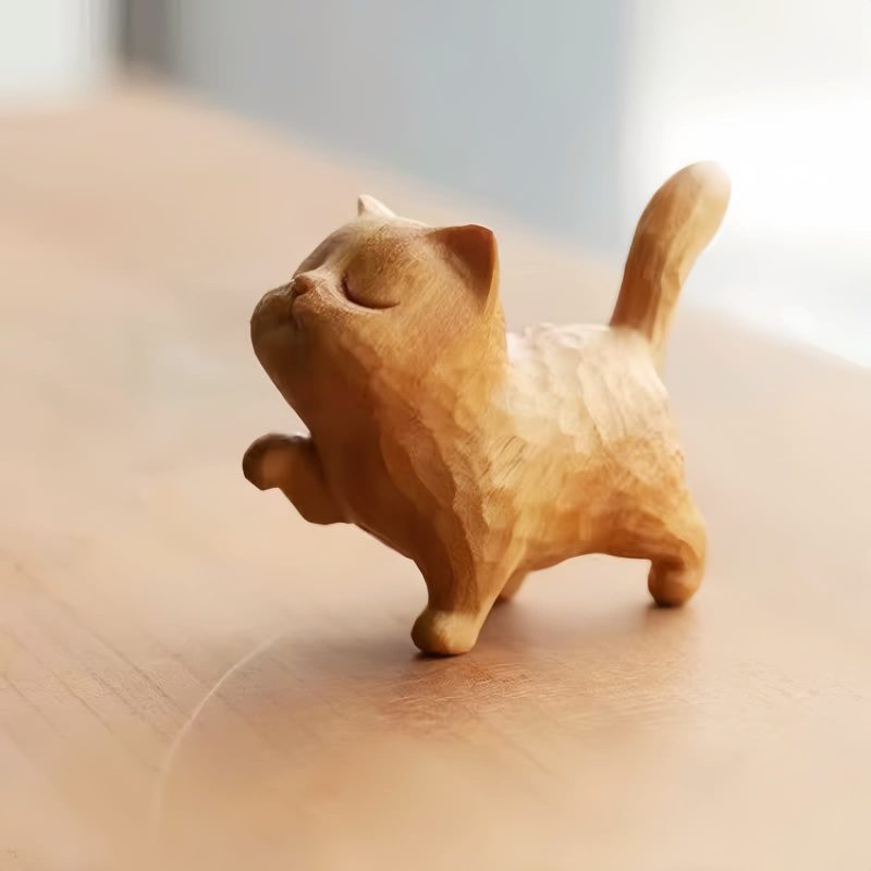 チュウシェンネンシス彫刻猫の装飾 Thuja Sutchuenensis Carved Cat Decoration