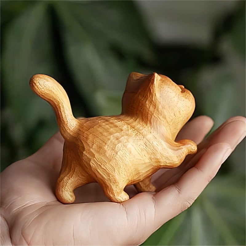 チュウシェンネンシス彫刻猫の装飾 Thuja Sutchuenensis Carved Cat Decoration