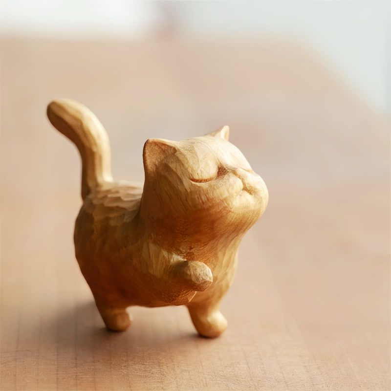 チュウシェンネンシス彫刻猫の装飾 Thuja Sutchuenensis Carved Cat Decoration