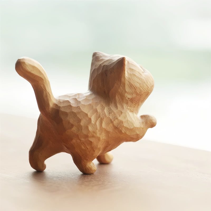 チュウシェンネンシス彫刻猫の装飾 Thuja Sutchuenensis Carved Cat Decoration