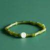 Pulsera de Suerte de Jade Verde de Bambú Tibetano Tibetan Green Bamboo Jade Luck Bracelet