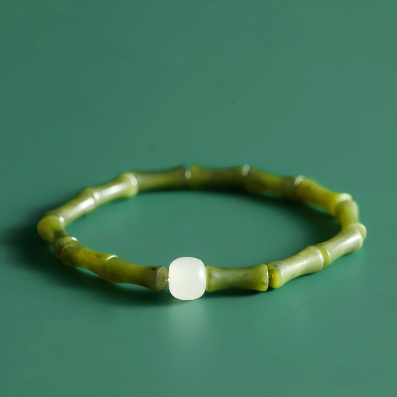 Pulsera de Suerte de Jade Verde de Bambú Tibetano Tibetan Green Bamboo Jade Luck Bracelet