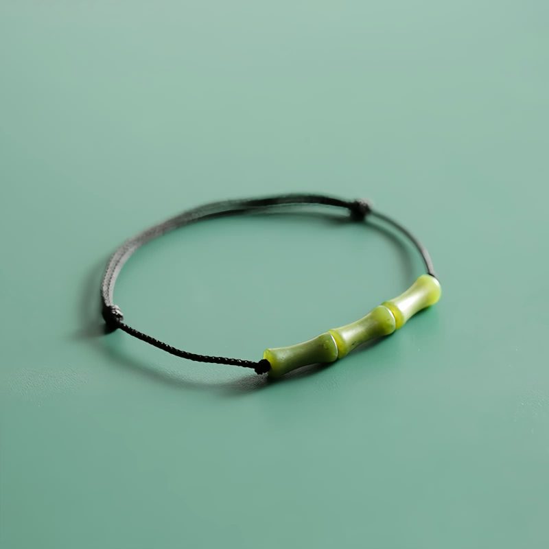 Pulsera de Suerte de Jade Verde de Bambú Tibetano Tibetan Green Bamboo Jade Luck Bracelet