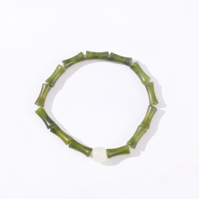 Pulsera de Suerte de Jade Verde de Bambú Tibetano Tibetan Green Bamboo Jade Luck Bracelet