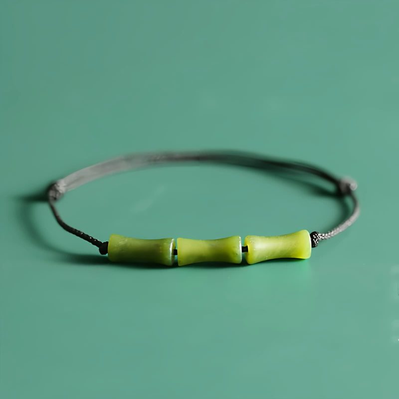 Pulsera de Suerte de Jade Verde de Bambú Tibetano Tibetan Green Bamboo Jade Luck Bracelet