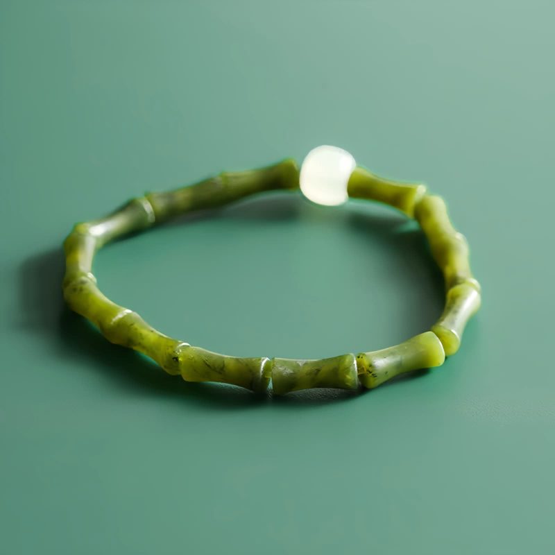 Pulsera de Suerte de Jade Verde de Bambú Tibetano Tibetan Green Bamboo Jade Luck Bracelet