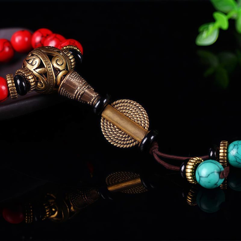 Collar y Pulsera de Buena Suerte con Turquesa Roja Tibetana Tibetan Red Turquoise Lucky Necklace & Bracelet