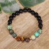 Pulseira Mala de Olho de Tigre e Turquesa para Força e Proteção Tiger Eye Turquoise Mala Bracelet for Strength and Protection