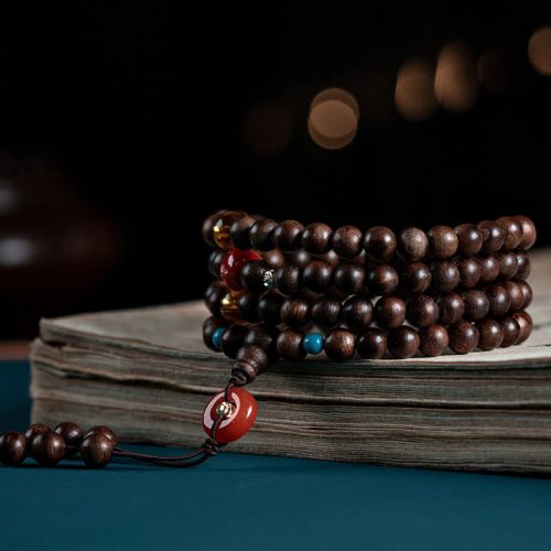 Pulsera de 108 Cuentas Mala de Agarwood y Fuerza Pulsera de 108 Cuentas Mala de Agarwood y Fuerza
