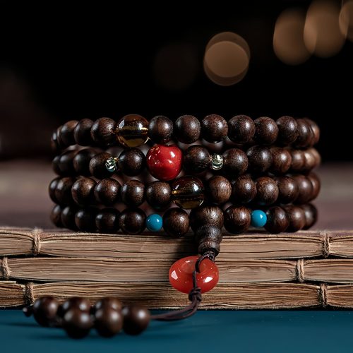 Pulsera de 108 Cuentas Mala de Agarwood y Fuerza Pulsera de 108 Cuentas Mala de Agarwood y Fuerza