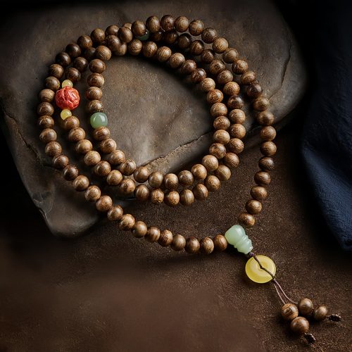Pulsera de Equilibrio con 108 Cuentas Mala de Ágata de Agarwood y Ámbar Pulsera de Equilibrio con 108 Cuentas Mala de Ágata de Agarwood y Ámbar
