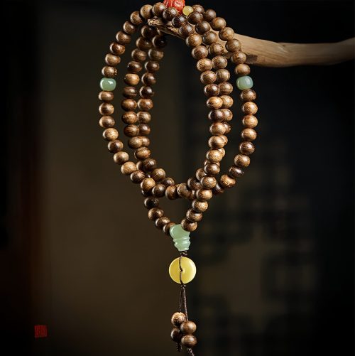 Pulsera de Equilibrio con 108 Cuentas Mala de Ágata de Agarwood y Ámbar Pulsera de Equilibrio con 108 Cuentas Mala de Ágata de Agarwood y Ámbar