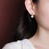 Aretes de Flor de Jade con baño de Oro en Plata 925 925 Silver Plated Gold Jade Flower Earrings