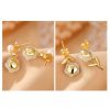 Aretes de Flor de Jade con baño de Oro en Plata 925 925 Silver Plated Gold Jade Flower Earrings