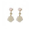 Aretes de Flor de Jade con baño de Oro en Plata 925 925 Silver Plated Gold Jade Flower Earrings