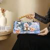 Bolso bandolera con asa de bambú y estampado floral Flower Pattern Bamboo Handle Crossbody Bag