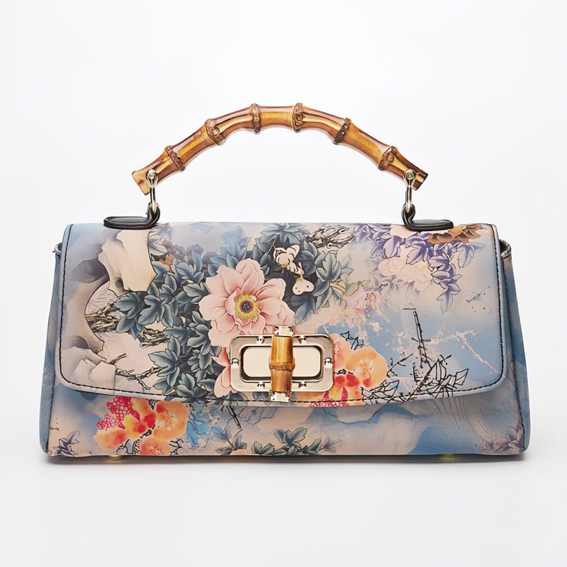 Bolso bandolera con asa de bambú y estampado floral Flower Pattern Bamboo Handle Crossbody Bag