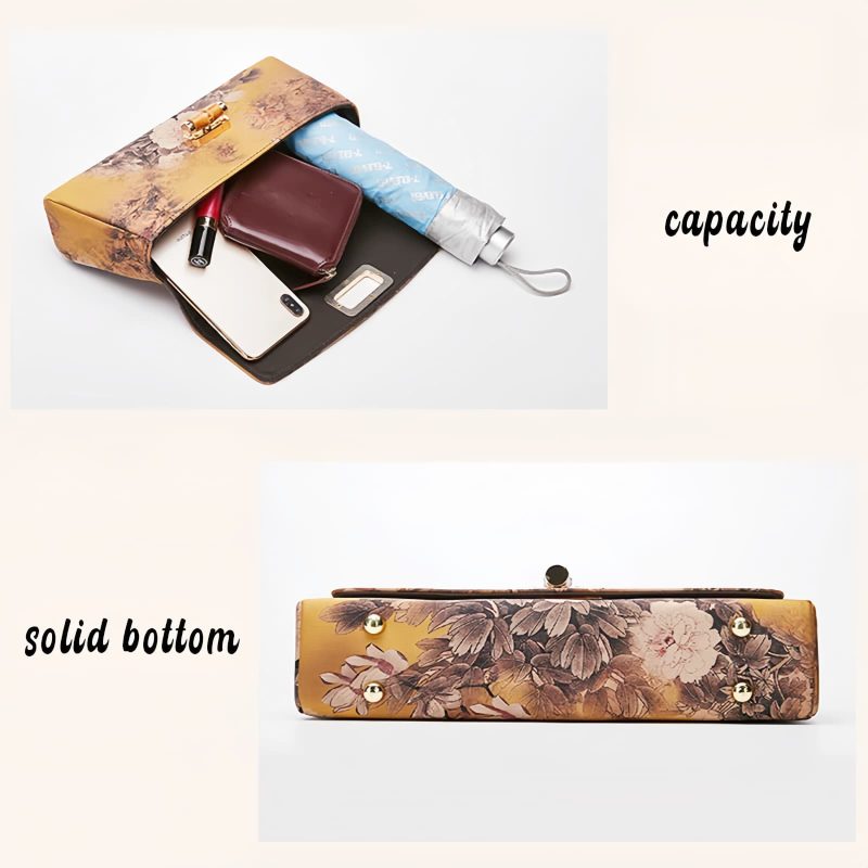 Bolso bandolera con asa de bambú y estampado floral Flower Pattern Bamboo Handle Crossbody Bag