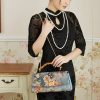 Bolso bandolera con asa de bambú y estampado floral Flower Pattern Bamboo Handle Crossbody Bag