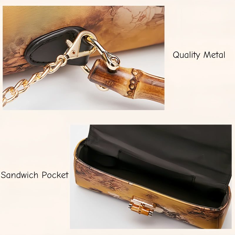 Bolso bandolera con asa de bambú y estampado floral Flower Pattern Bamboo Handle Crossbody Bag