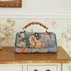 Bolso bandolera con asa de bambú y estampado floral Flower Pattern Bamboo Handle Crossbody Bag