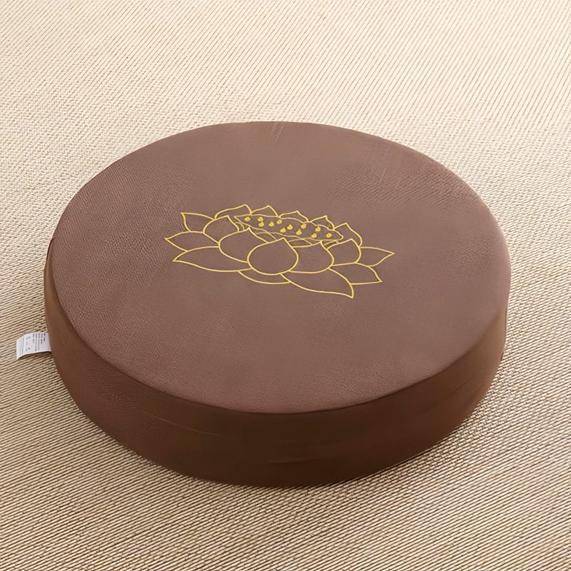 Cojín de meditación de algodón y lino con bordado de loto Lotus Embroidery Cotton Linen Meditation Cushion