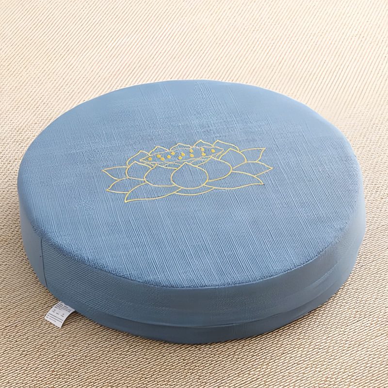 Cojín de meditación de algodón y lino con bordado de loto Lotus Embroidery Cotton Linen Meditation Cushion