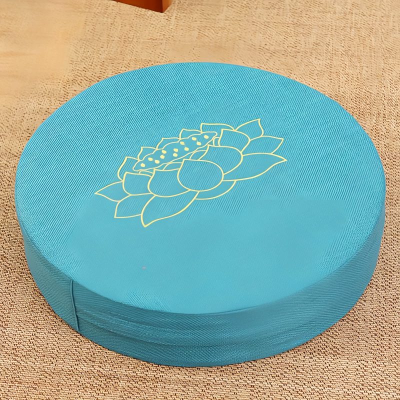 Cojín de meditación de algodón y lino con bordado de loto Lotus Embroidery Cotton Linen Meditation Cushion