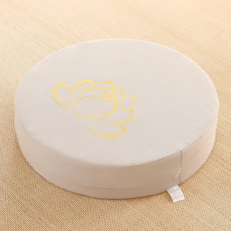 Cojín de meditación de algodón y lino con bordado de loto Lotus Embroidery Cotton Linen Meditation Cushion