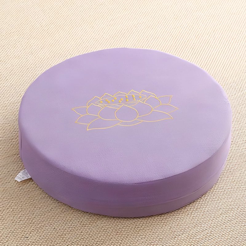 Cojín de meditación de algodón y lino con bordado de loto Lotus Embroidery Cotton Linen Meditation Cushion