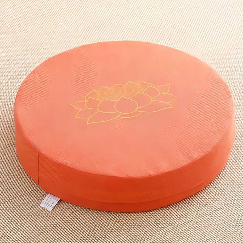 Cojín de meditación de algodón y lino con bordado de loto Lotus Embroidery Cotton Linen Meditation Cushion