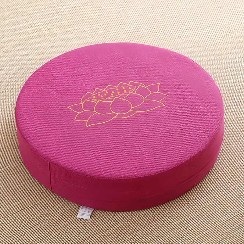 Cojín de meditación de algodón y lino con bordado de loto Lotus Embroidery Cotton Linen Meditation Cushion