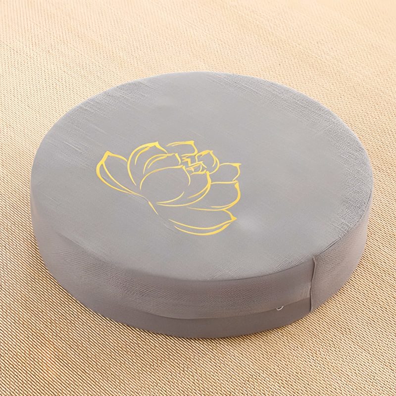 Cojín de meditación de algodón y lino con bordado de loto Lotus Embroidery Cotton Linen Meditation Cushion