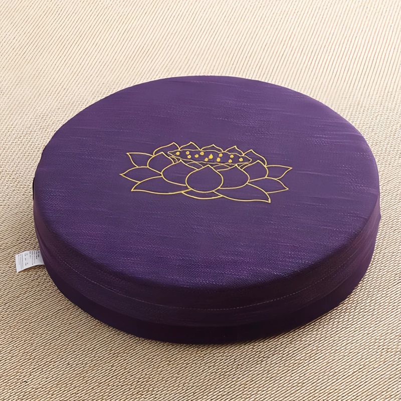 Cojín de meditación de algodón y lino con bordado de loto Lotus Embroidery Cotton Linen Meditation Cushion