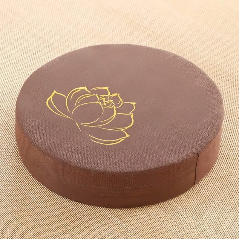 Cojín de meditación de algodón y lino con bordado de loto Lotus Embroidery Cotton Linen Meditation Cushion
