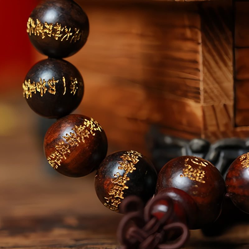 Pulsera de Protección con Sutra del Corazón en Palo de Rosa Tibetano Tibetan Rosewood Heart Sutra Protection Bracelet