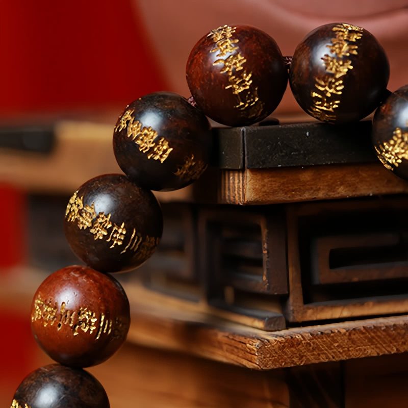 Pulsera de Protección con Sutra del Corazón en Palo de Rosa Tibetano Tibetan Rosewood Heart Sutra Protection Bracelet