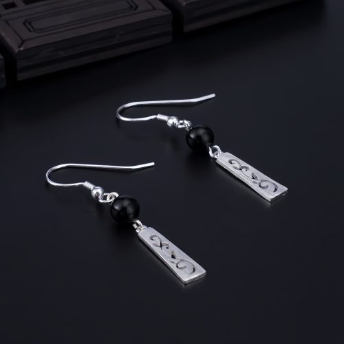 Aretes de Ónix Negro en Plata 925 Aretes de Ónix Negro en Plata 925