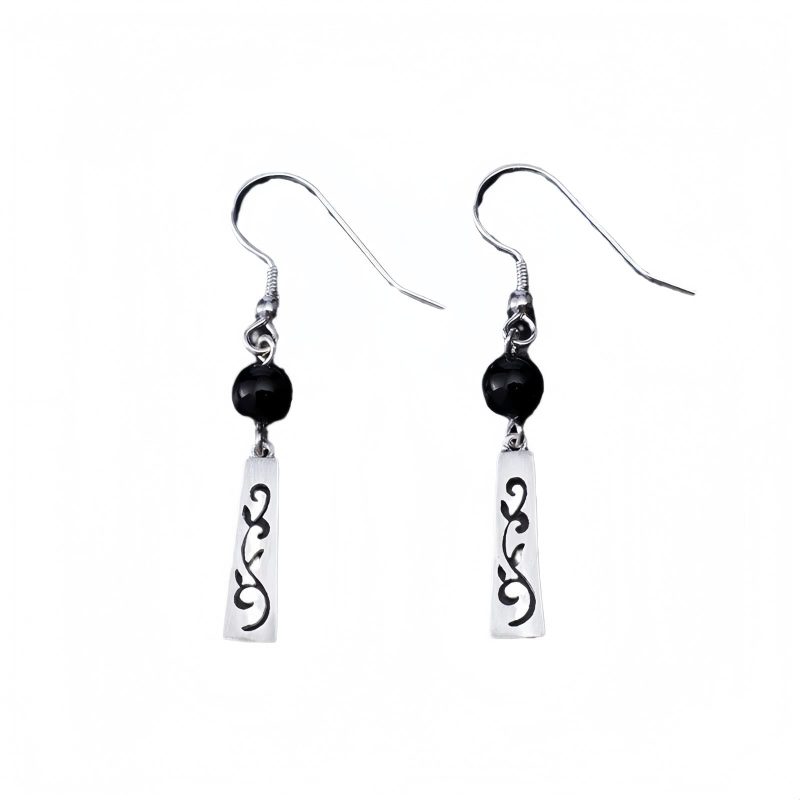 Aretes de Ónix Negro en Plata 925 925 Silver Black Onyx Protection Earrings