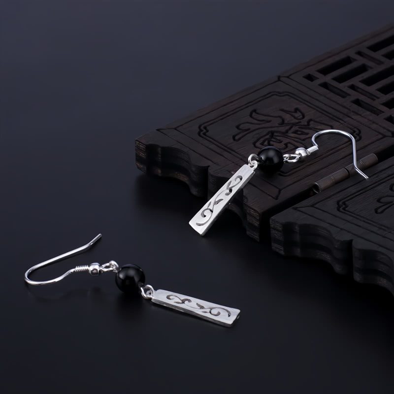 Aretes de Ónix Negro en Plata 925 925 Silver Black Onyx Protection Earrings