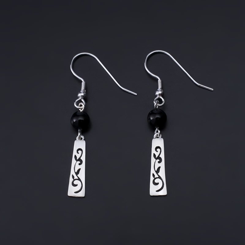 Aretes de Ónix Negro en Plata 925 925 Silver Black Onyx Protection Earrings