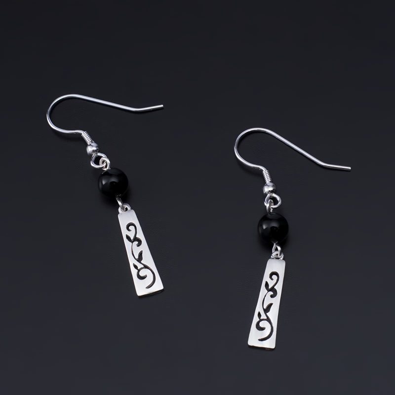 Aretes de Ónix Negro en Plata 925 925 Silver Black Onyx Protection Earrings
