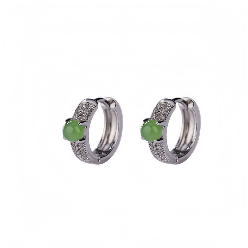 Aretes de Jade Cian Redondo en Plata 925 para el Éxito 925 Silver Round Cyan Jade Success Earrings