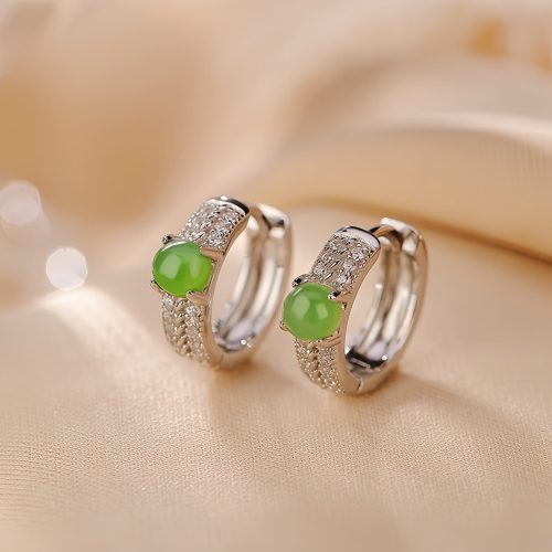 Aretes de Jade Cian Redondo en Plata 925 para el Éxito Aretes de Jade Cian Redondo en Plata 925 para el Éxito