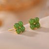 Aretes de Trébol de Cuatro Hojas en Plata 925 con baño de Oro 925 Silver Gold Four Leaf Clover Earrings
