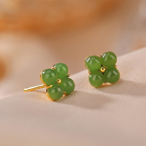 Brincos de Trevo de Quatro Folhas em Prata 925 com Dourado Brincos de Trevo de Quatro Folhas em Prata 925 com Dourado