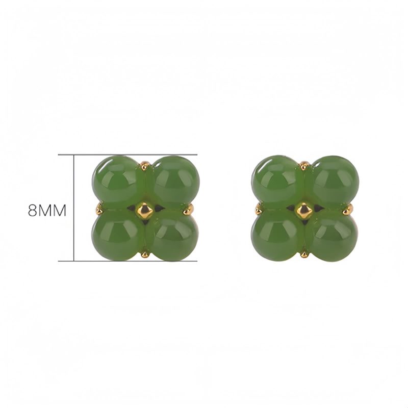 Aretes de Trébol de Cuatro Hojas en Plata 925 con baño de Oro 925 Silver Gold Four Leaf Clover Earrings
